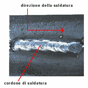 cordone di saldatura realizzato ad elettrodo