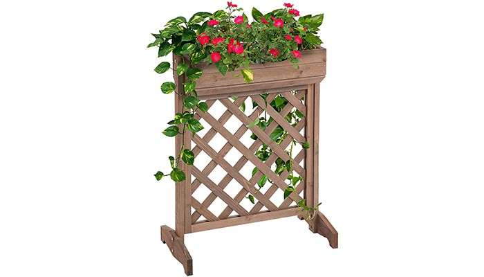 Outsunny fioriera in legno da esterno rialzata con traliccio Outsunny fioriera in legno da esterno rialzata con traliccio